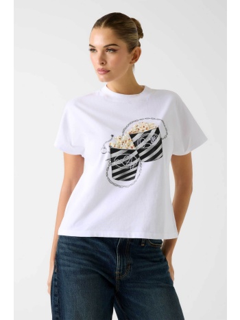 guess γυναικείο t-shirt με ανάγλυφο print και στρας regular