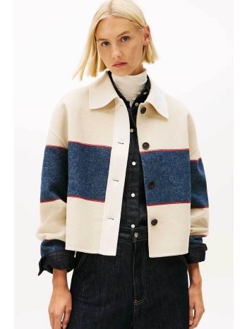 tommy hilfiger γυναικείο jacket cropped με rugby stripe