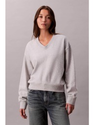 calvin klein jeans γυναικεία μπλούζα φούτερ μονόχρωμη relaxed fit - lv047e237g γκρι