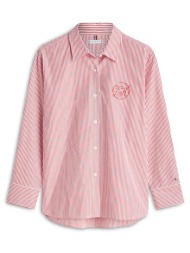 tommy hilfiger γυναικείο πουκάμισο με ριγέ σχέδιο και monogram regular fit - ww0ww48190 κόκκινο