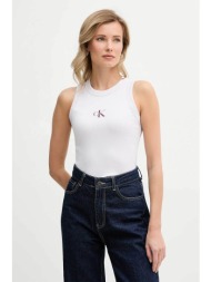calvin klein jeans γυναικείο τοπ αμάνικο ribbed - lv047e200g λευκό