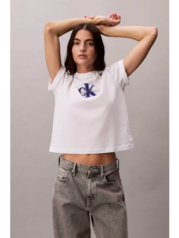 calvin klein jeans γυναικείο t-shirt μονόχρωμο με λογότυπο