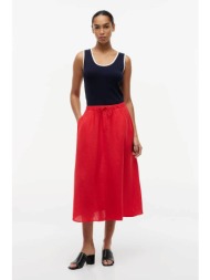 tommy hilfiger γυναικεία λινή midi φούστα μονόχρωμη a-line - ww0ww50753 κόκκινο