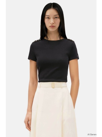 tommy hilfiger γυναικείο t-shirt με διακοσμητικά κουμπιά