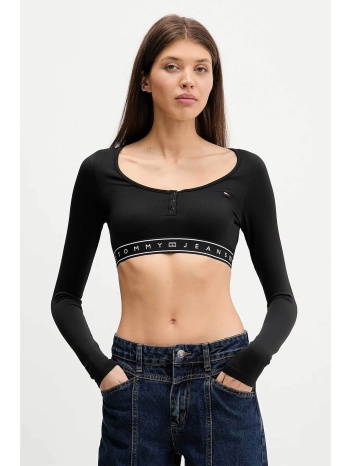 tommy jeans γυναικείο τοπ με logo print cropped slim fit 