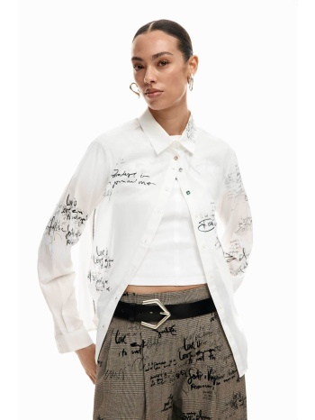 desigual γυναικείo πουκάμισο με letter print `paradise` 
