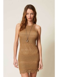 twinset γυναικείο mini φόρεμα πλεκτό - 261tt3170 καφέ latte
