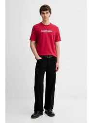 calvin klein ανδρικό t-shirt με logo print regular fit - lv04re820g κόκκινο