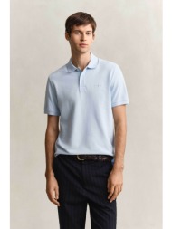 gant ανδρική μπλούζα πόλο πικέ με ton-sur-ton κεντημένο λογότυπο regular fit - 2014102 γαλάζιο