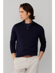 hackett ανδρικό πουλόβερ με μετάξι, ψηλό λαιμό και κεντημένο λογότυπο regular fit - hm7000137 μπλε σ