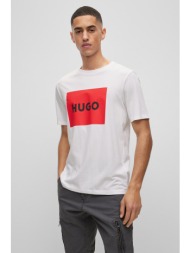 hugo boss ανδρικό t-shirt με logo print στο στήθος regular fit `dulive` - 50467952 λευκό