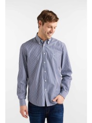 harmont & blaine ανδρικό πουκάμισο poplin button down με ριγέ σχέδιο και λογότυπο regular fit - crq0