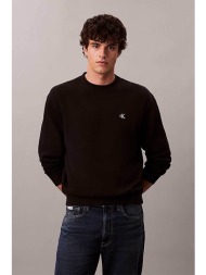 calvin klein jeans ανδρική μπλούζα φούτερ μονόχρωμη με λογότυπο regular fit - lv04rc296g μαύρο