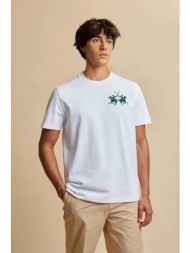 la martina ανδρικό t-shirt με λογότυπο boxy fit `cornell` - mcr008-js409 λευκό