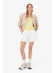 lacoste γυναικείο σορτς πικέ με κεντημένο λογότυπο - gf6901-00 λευκό