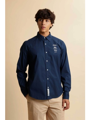 la martina ανδρικό πουκάμισο poplin με λογότυπο regular fit