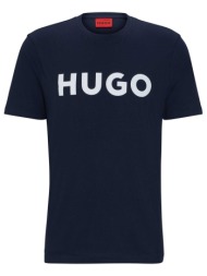 hugo boss ανδρικό t-shirt με logo print regular fit `dulivio` - 50467556 μπλε σκούρο