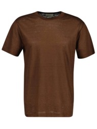 gant ανδρικό λινό t-shirt με κεντημένο λογότυπο regular fit - 2003318 καφέ