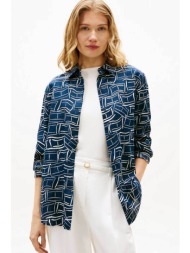 tommy hilfiger γυναικείο πουκάμισο με λογότυπο στο στήθος - ww0ww44679 σκούρο μπλε