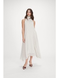grace & mila γυναικείο midi αμάνικο φόρεμα με πουά σχέδιο `valoria` - valoria/ss26 κρέμ