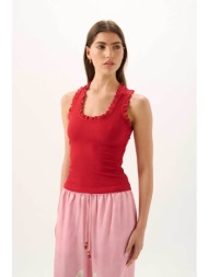 roame γυναικείο αμάνικο τοπ με βολάν `lucy` - a26t124 κόκκινο