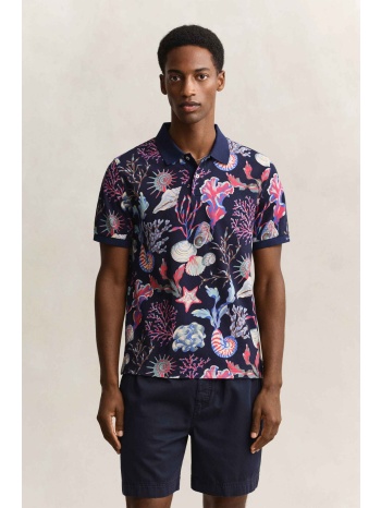 gant ανδρική μπλούζα πόλο με all-over print regular fit 