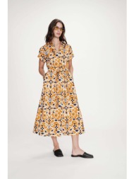 grace & mila γυναικείο midi φόρεμα σεμιζιέ με all-over print `virginia` - virginia/ss26 ταμπά