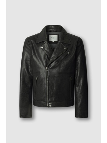 pepe jeans ανδρικό δερμάτινο biker jacket `steve` 
