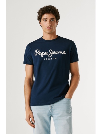 pepe jeans ανδρικό t-shirt μονόχρωμο με logo print `nos` 