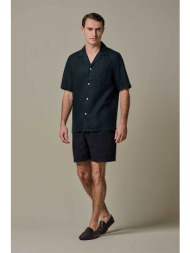 profuomo ανδρική βερμούδα με λινάρι και ελαστική μέση loose fit - ppxq10028a σκούρο μπλε