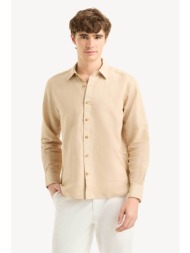 nautica ανδρικό πουκάμισο με περιεκτικότητα σε λινάρι classic fit - wr6548 μπεζ