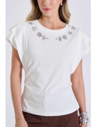 bill cost γυναικεία μπλούζα με στρας - 20-121468-0 λευκό