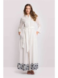 kocca γυναικείο maxi φόρεμα σεμιζιέ με floral κεντήματα `liberato` - p26pab8678abun0000 λευκό