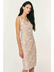 forel γυναικείο φόρεμα pencil μπροκάρ - 082.50.01.128 κρέμ