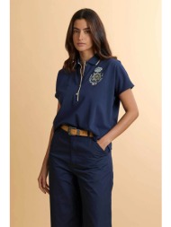 la martina γυναικεία μπλούζα πόλο πικέ με κεντημένο guard έμβλημα regular fit `corazon` - wcpg31-pk0