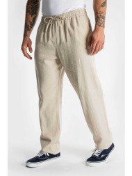 nautica ανδρικό λινό παντελόνι με ελαστική μέση relaxed fit - nap171224 εκρού