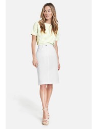gerry weber γυναικεία mini pencil φούστα μονόχρωμη πεντάτσεπη με άνοιγμα πίσω - 811030-66222 λευκό