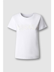 pepe jeans γυναικείο t-shirt με print `benina` - pl5000087 λευκό