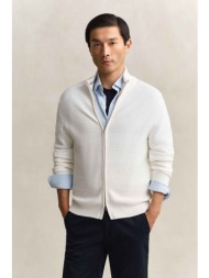 gant ανδρική πλεκτή ζακέτα textured με λογότυπο regular fit - 8030278 λευκό