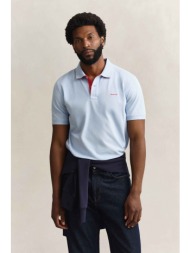 gant ανδρική μπλούζα πόλο κοντομάνικη πικέ με contrast κεντημένο λογότυπο regular fit - 2062026 μπλε