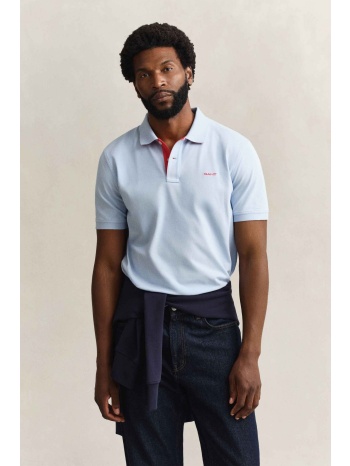 gant ανδρική μπλούζα πόλο κοντομάνικη πικέ με contrast