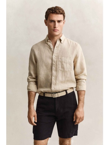 gant ανδρικό λινό πουκάμισο button down με τσέπη και σε προσφορά