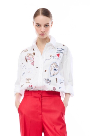 nenette γυναικείο πουκάμισο με κέντημα `fanny` 