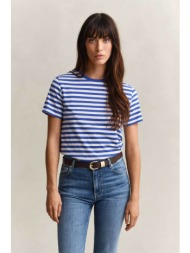 gant γυναικείο t-shirt με ριγέ σχέδιο και κεντημένο λογότυπο regular fit - 4200564 μπλε