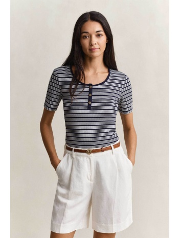 gant γυναικεία μπλούζα henley ribbed με ριγέ σχέδιο slim