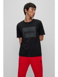 hugo boss ανδρικό t-shirt με logo print στο στήθος regular fit `dulive` - 50467952 μαύρο