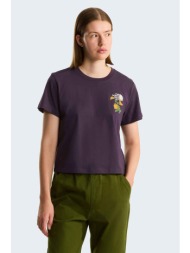 the north face γυναικείο t-shirt `flora embroidered regular` - nf0a8g9qg5o1 μοβ σκούρο