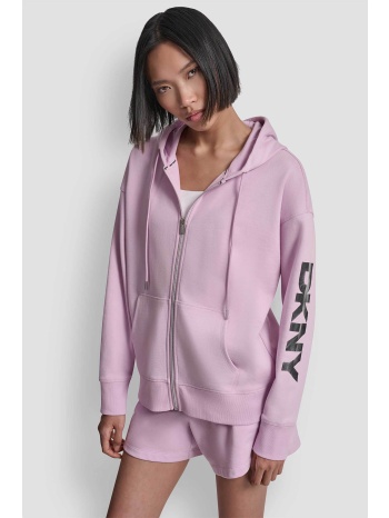 dkny γυναικεία ζακέτα φούτερ με κουκούλα και λογότυπο 