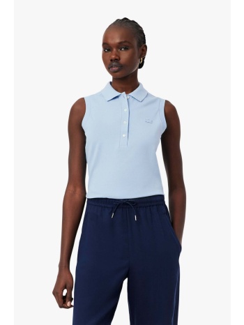 lacoste γυναικεία μπλούζα πόλο αμάνικη πικέ με κεντημένο σε προσφορά