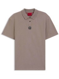 hugo boss ανδρική μπλούζα πόλο μονόχρωμη με logo patch regular fit `deabono` - 50517638 γκρι